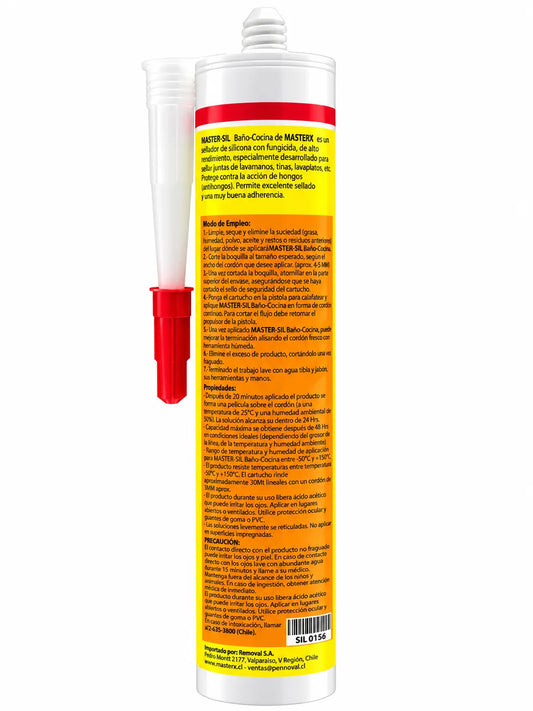 SILICONA BANO/COCINA BLANCO 300ML C/FUNGI MASTERSI