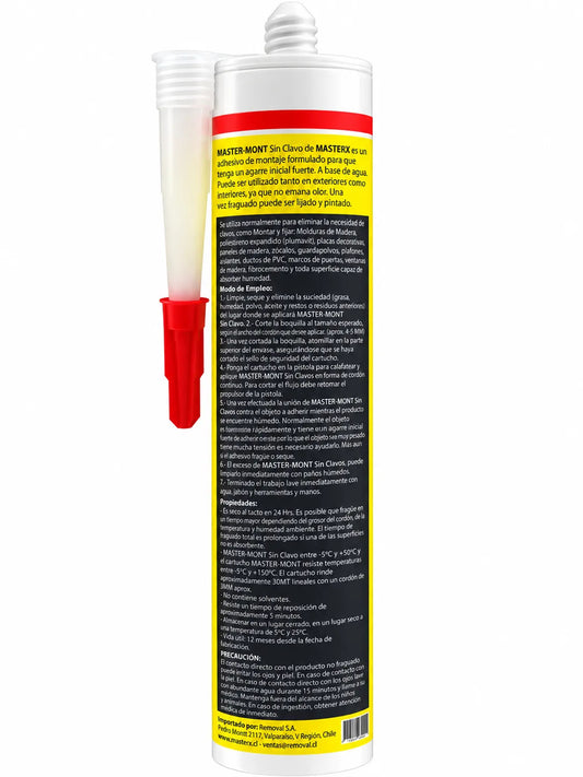 ADHESIVO MONTAJE SIN CLAVO 300ML PL-500 MASTERMONT
