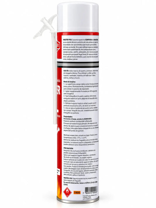 ESPUMA POLIURETANO EXPANS 750ML SPRAY IGNIFUGO MAS