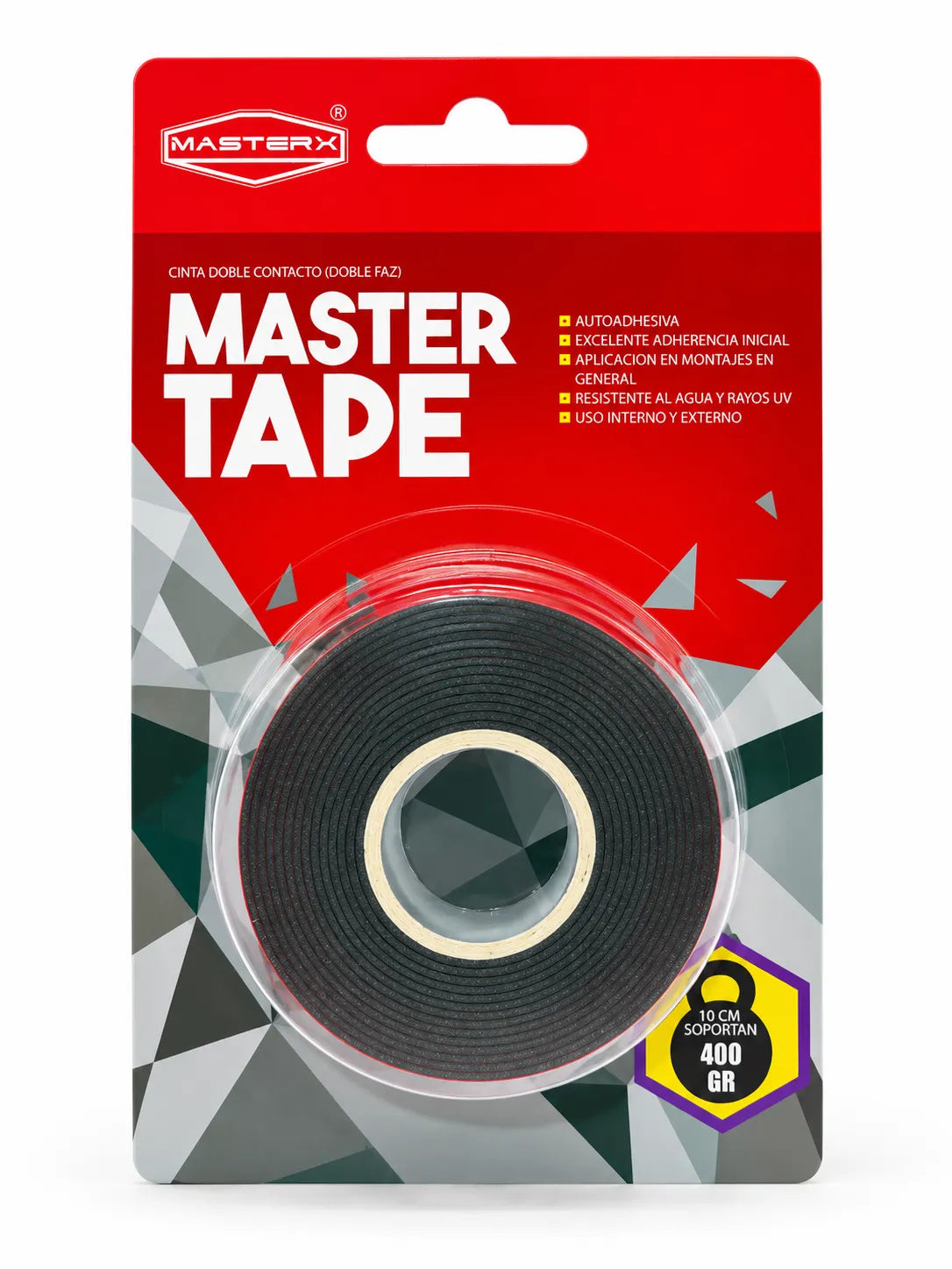 CINTA MONTAJE DOBLE ADHES. 25MM X 2M GRIS MASTERX