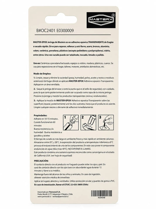 ADHESIVO EPOXICO TRANSPA 29.5ML MASTERX