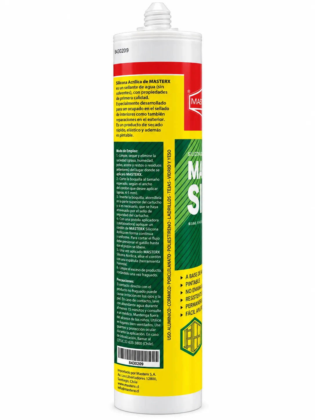 SILICONA ACRILICO BLANCO PINTABLE 300ML MASTERSIL